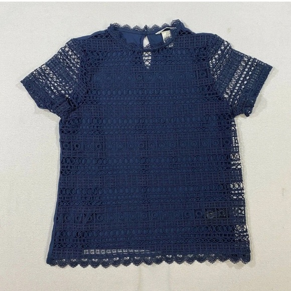 [H&M] Navy Blue Crochet Knit Top - Picture 1 of 5
